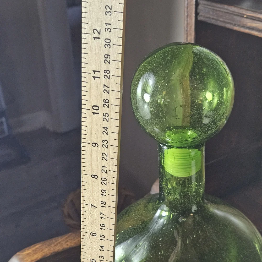 Blenko Green Glass Decantor With Its Stopper. - Picture 2 of 9